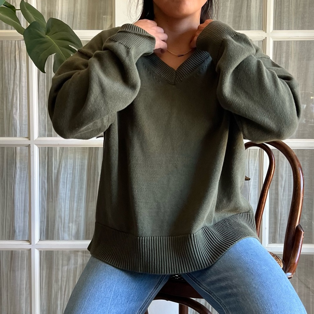 Forest green daily ritual v-neck sweater